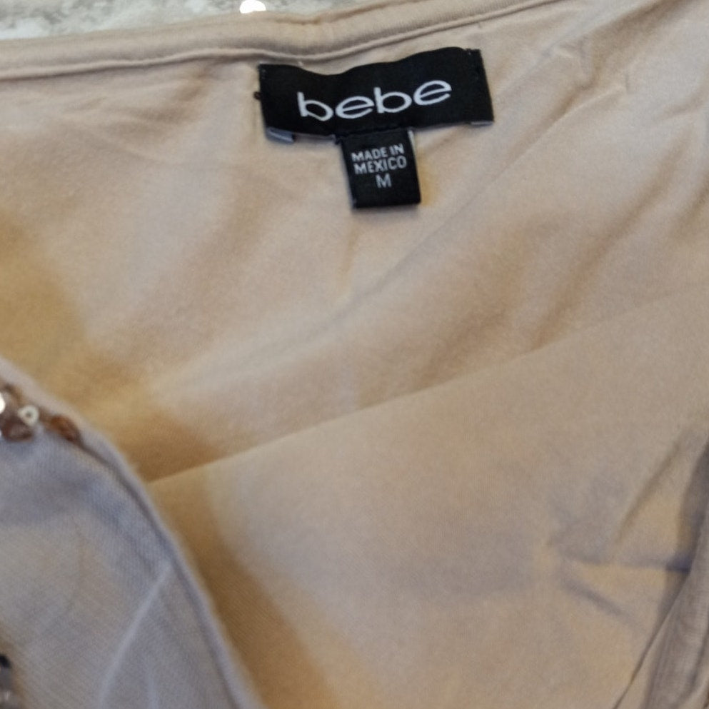 Bebe y2k gold one shoulder sequin sheer flutter sleeve top SIZE M