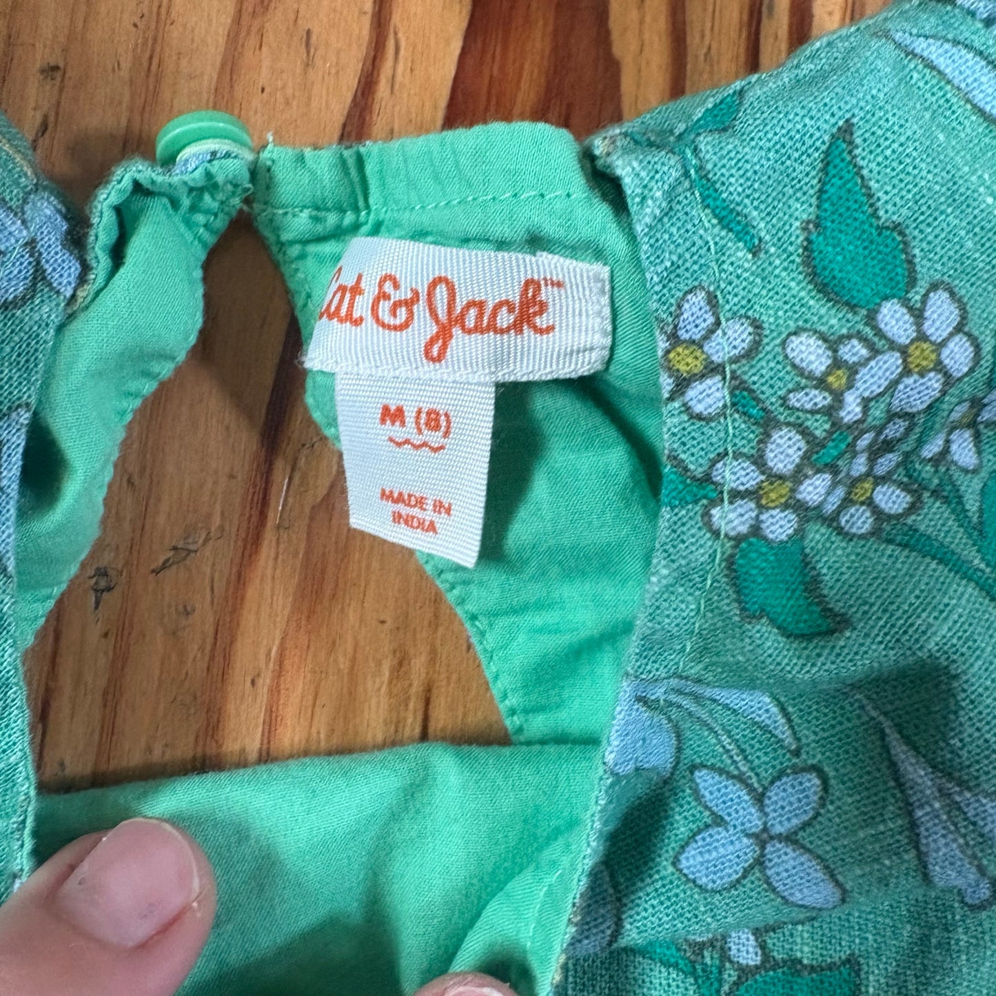 Cat & Jack green floral tiered open back ruffle accent girls dress SIZE 8