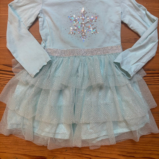 OshKosh B'gosh light blue snowflake tiered long sleeve tutu dress SIZE 3T