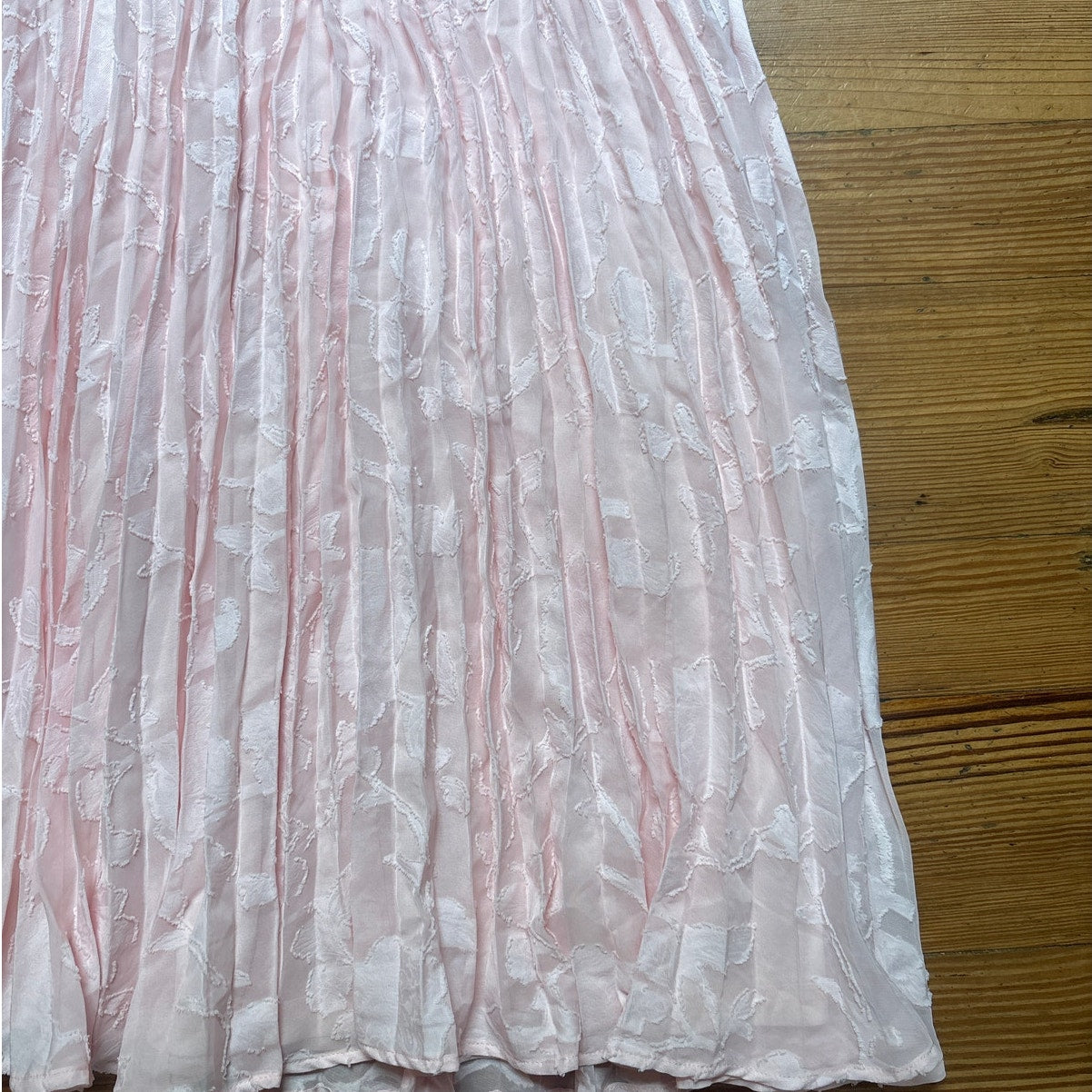 NWT Grace Karin light pink floral pleated elastic waist midi skirt SIZE M