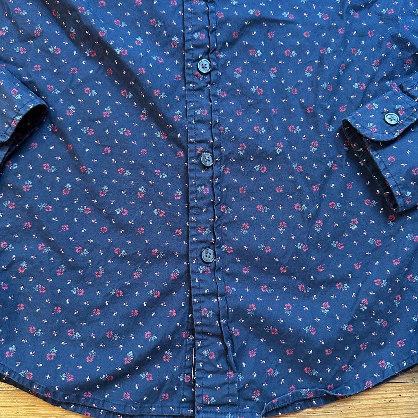 Abercrombie & Fitch navy floral slim fit long sleeve button up shirt SIZE L