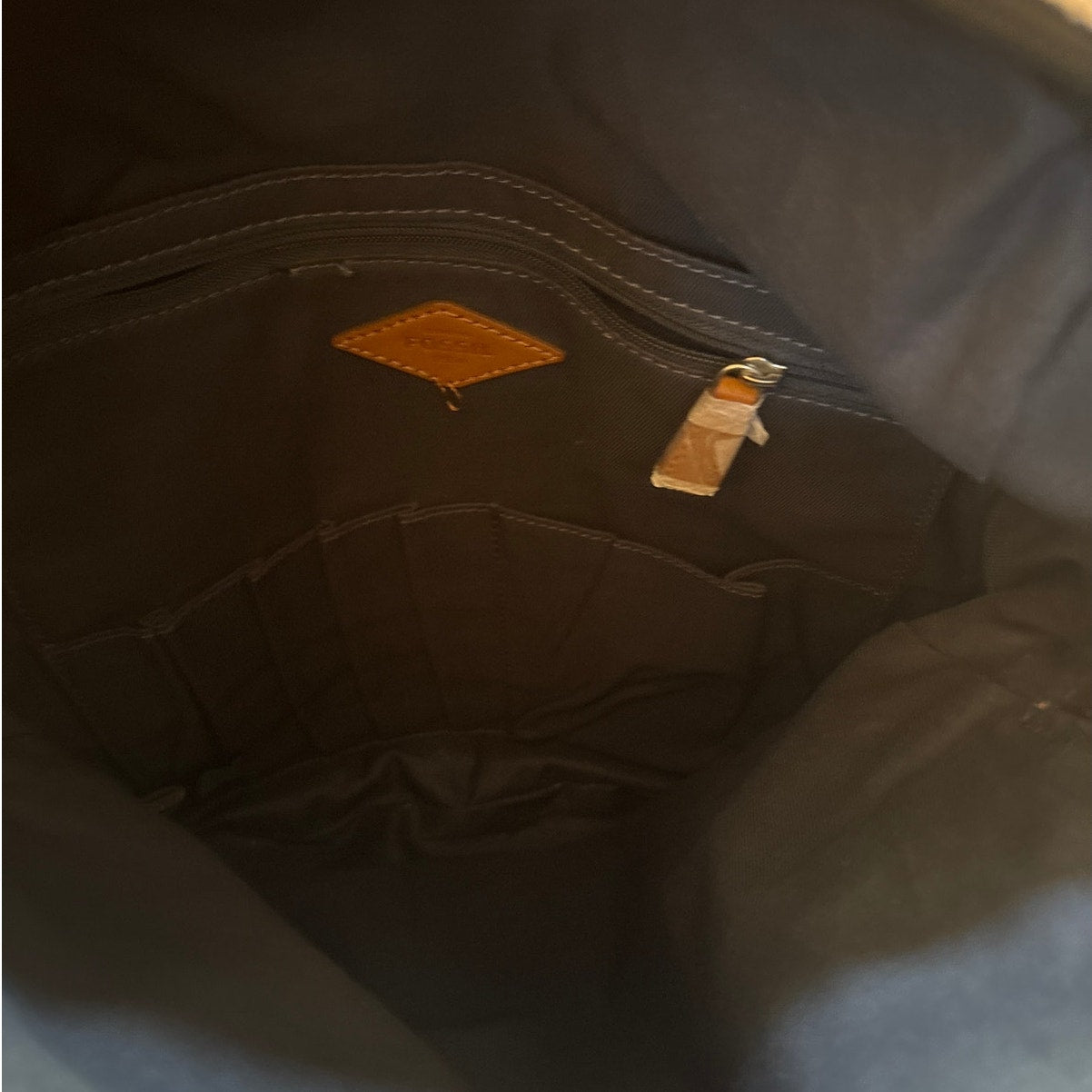 Fossil Blake navy pink floral two compartment laptop backpack