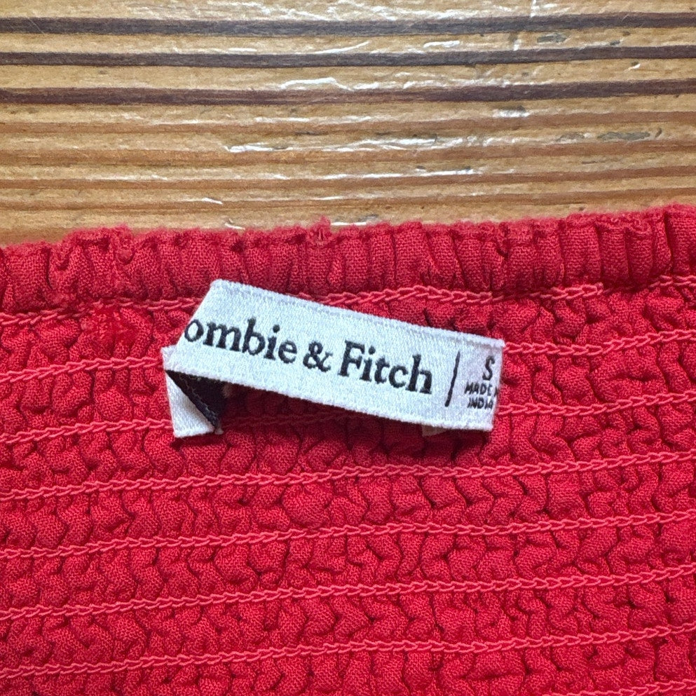 Abercrombie & Fitch red thick strap adjustable cropped linen tank SIZE S