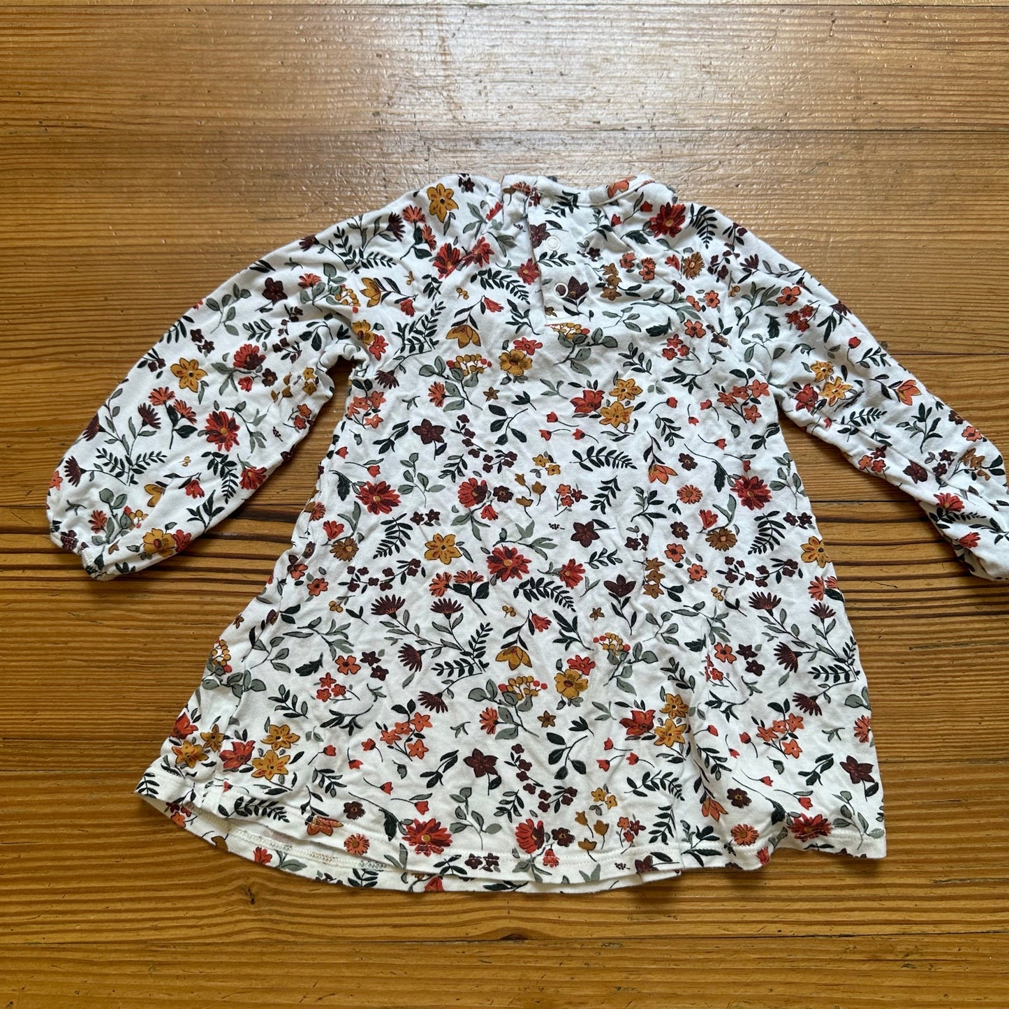 Tullabee white fall floral long sleeve ruffle bamboo viscose dress SIZE 6M