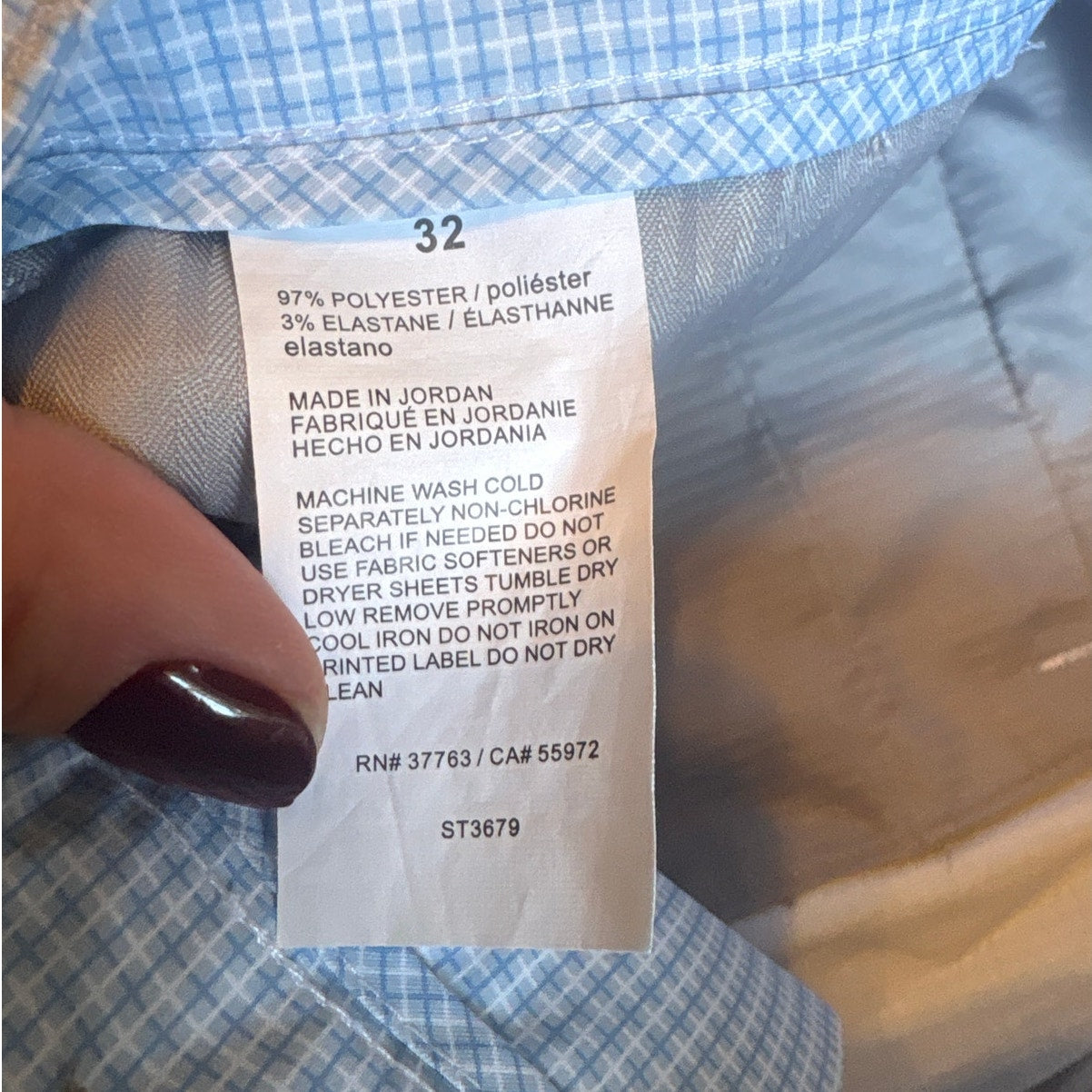 Blue white checkered performance mens golf shorts SIZE 32