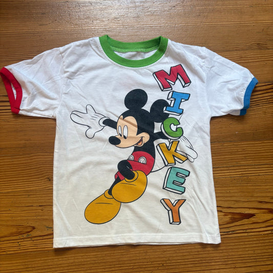 Disney Mickey Mouse white graphic short sleeve cotton shirt SIZE 5