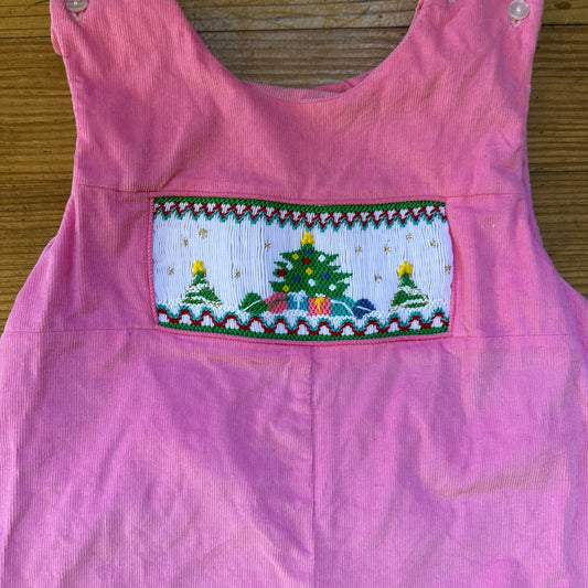 Rosalina pink corduroy Christmas smocked overall pants SIZE 24M