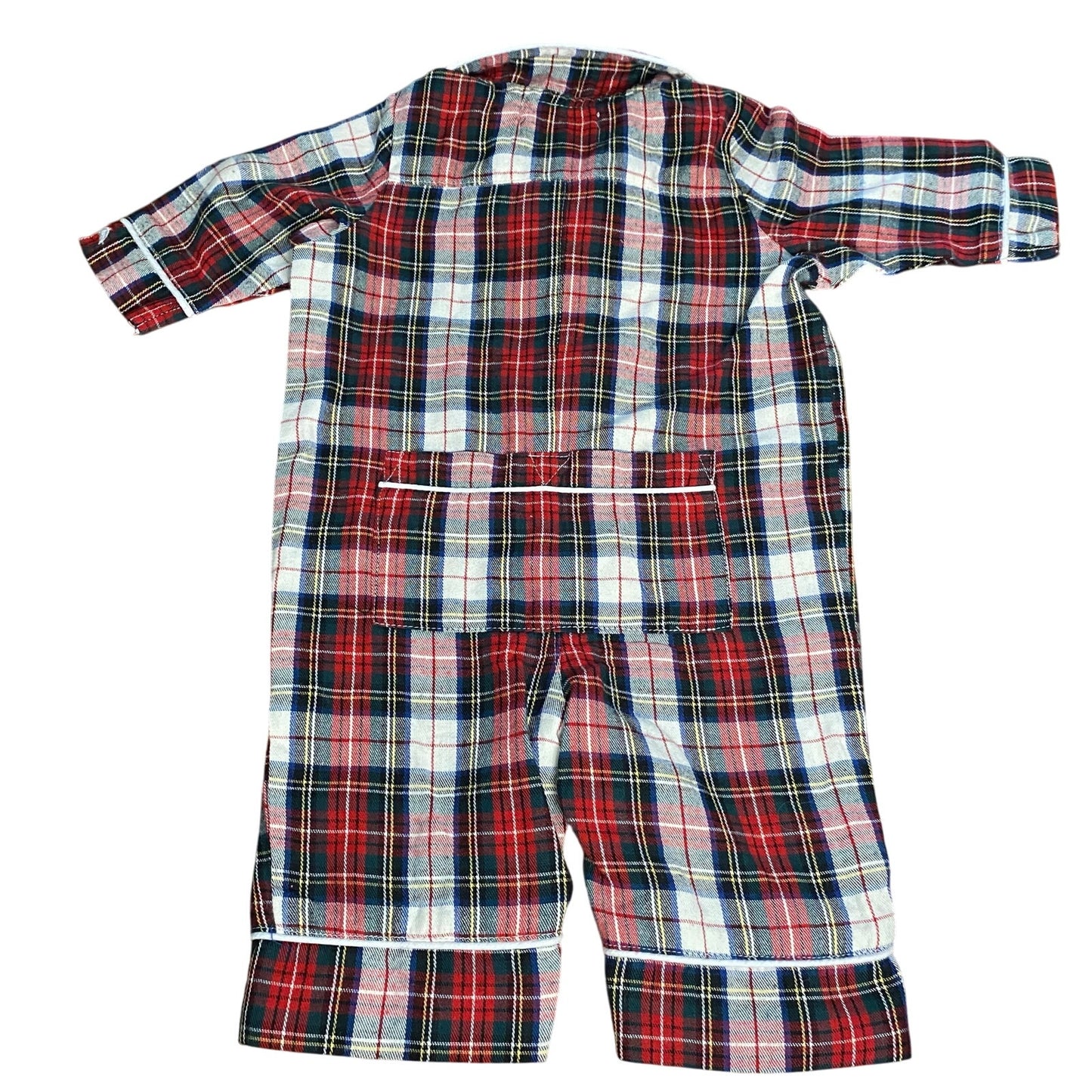Petite Plum red white Christmas plaid button pajama one piece SIZE 0-3M