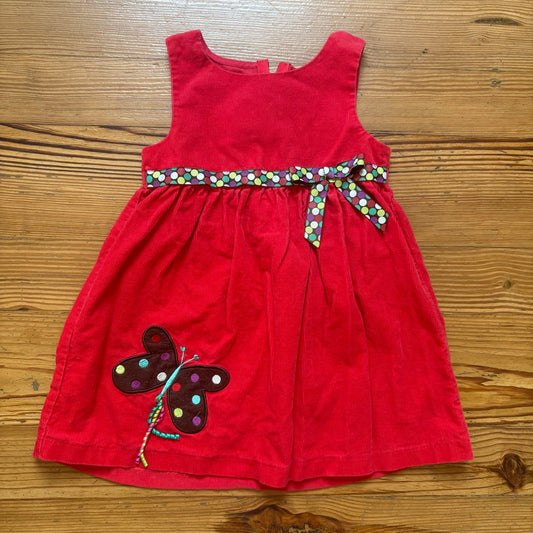 Bonnie Jean red corduroy butterfly sleeveless toddler tank dress SIZE 3T