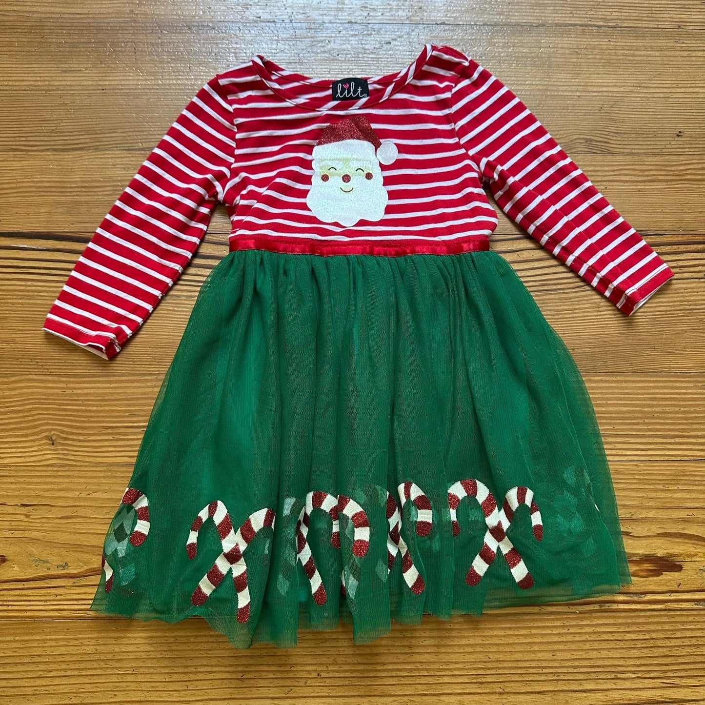 Lilt Christmas red white striped Santa green candy cane tutu dress SIZE 4