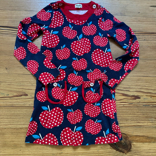 Hatley red navy apple print long sleeve dress SIZE 7