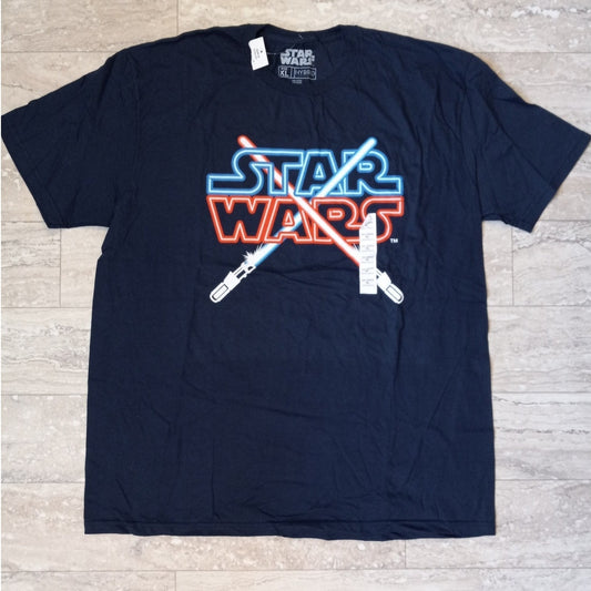 Star Wars dark blue lightsabor graphic short sleeve shirt SIZE XL