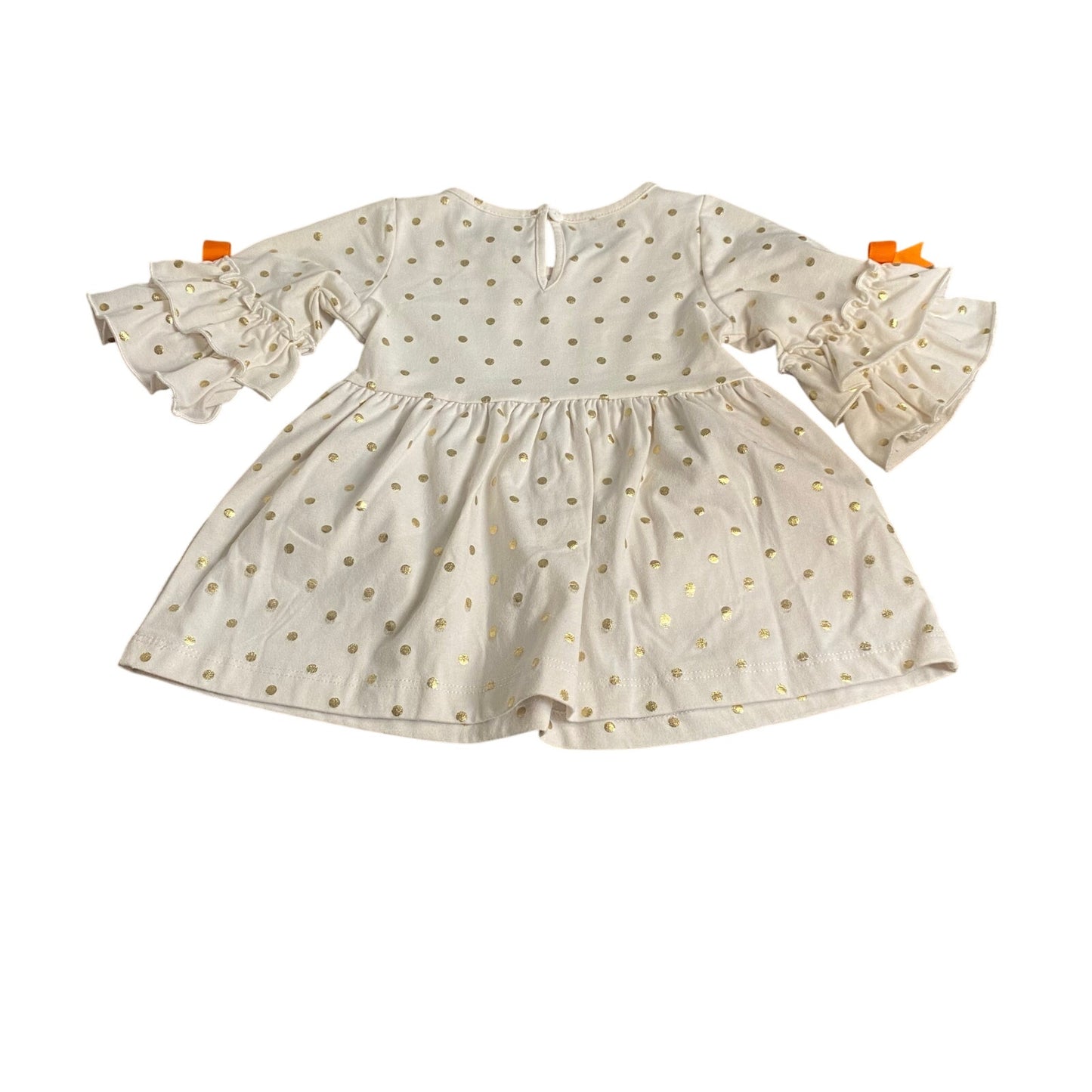 Rare Editions white polka dot pumpkin embroidered ruffle long sleeve top SIZE 3T