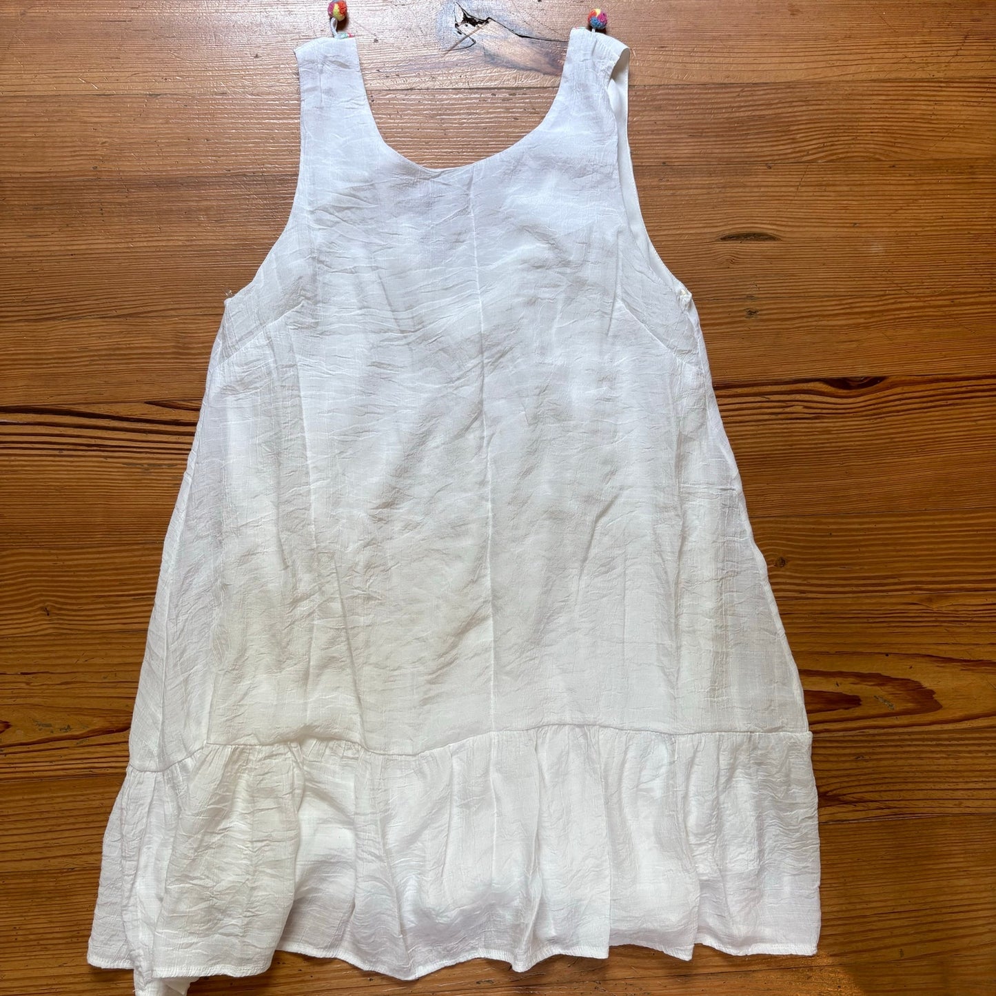 Entro white pom pom low back sleeveless coverup dress SIZE L
