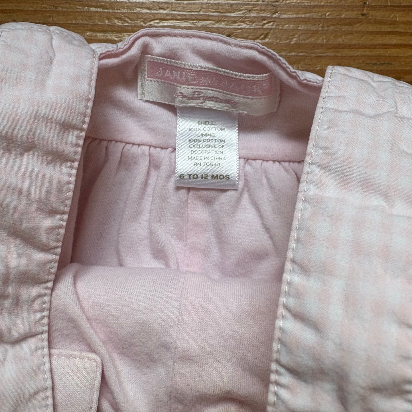 Janie and Jack pink white striped smocked long overall pants SIZE 6-12M