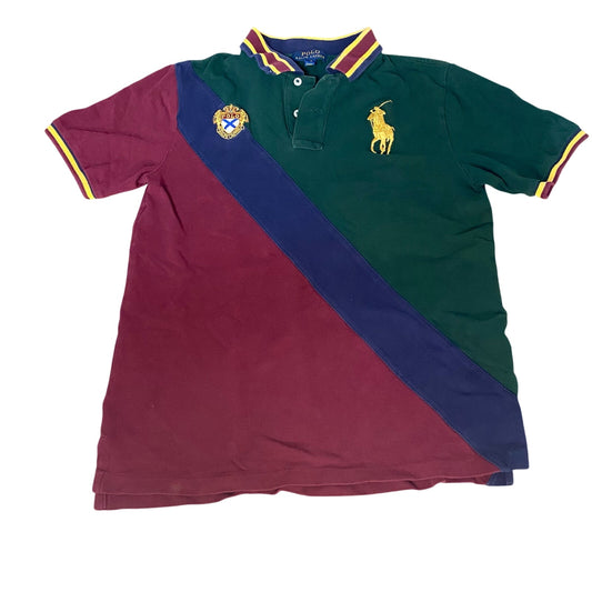 Polo Ralph Lauren green red color block large pony polo shirt SIZE L