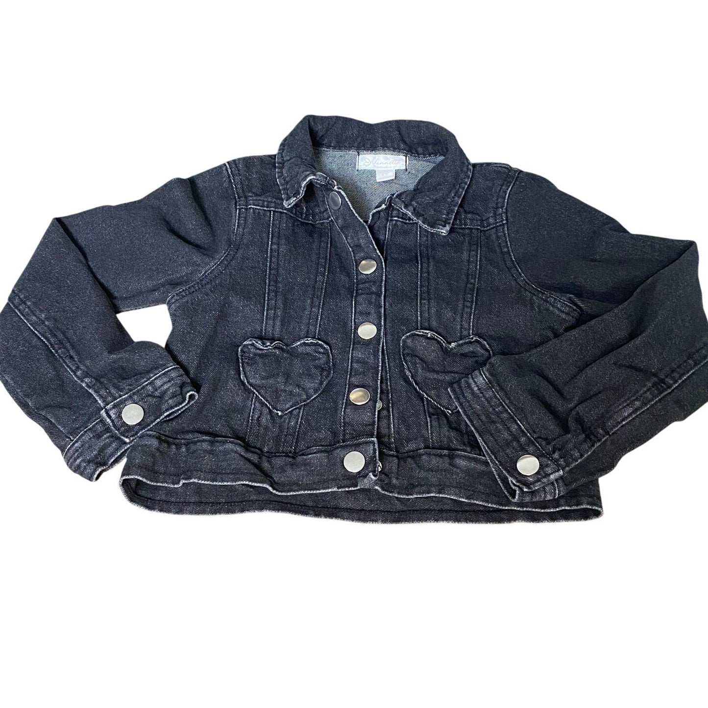 Nannette black jean cropped heart pocket snap jacket SIZE 6