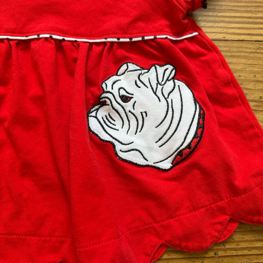 Ishtex red Georgia Bulldogs short sleeve scallop bottom top SIZE 12M