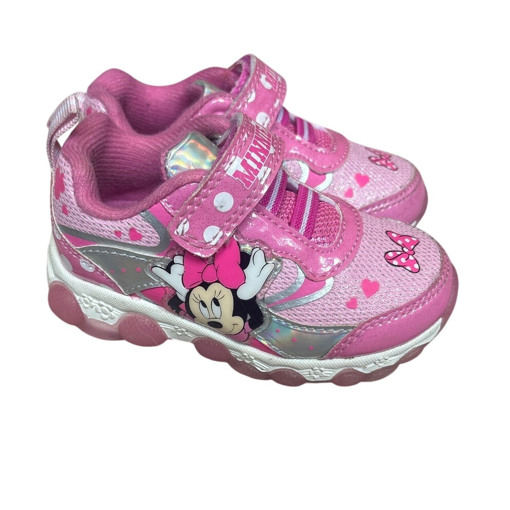 Disney Minnie Mouse pink light up easy on sneakers SIZE 6