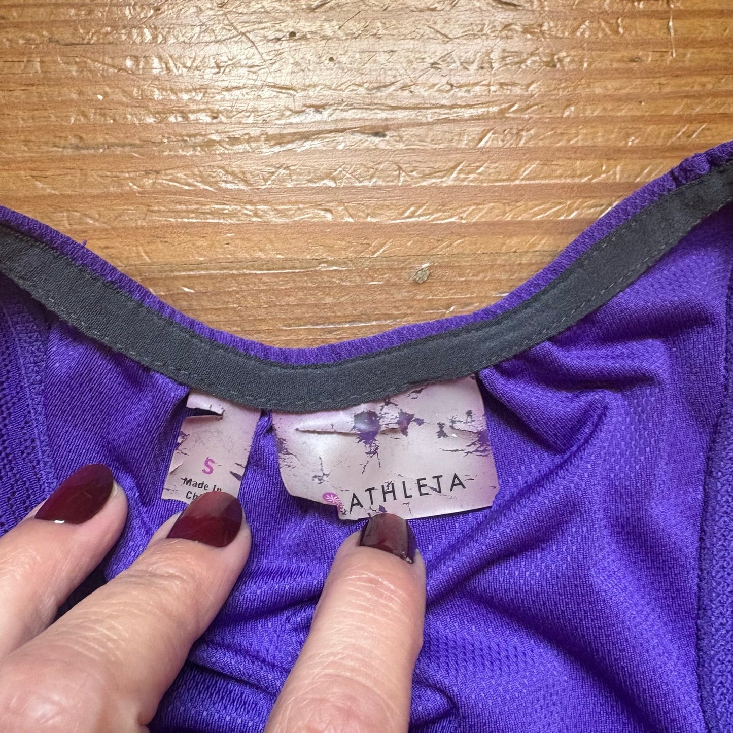 Athleta dark purple lace accents athletic tank top SIZE S