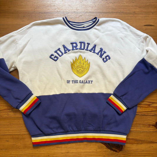 Marvel Guardians of the Galaxy white blue graphic crew sweatshirt SIZE M