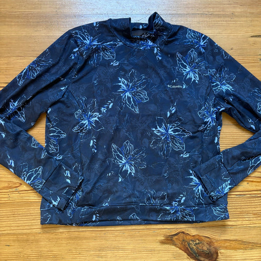 Columbia blue floral long sleeve high neck thermal shirt SIZE XL