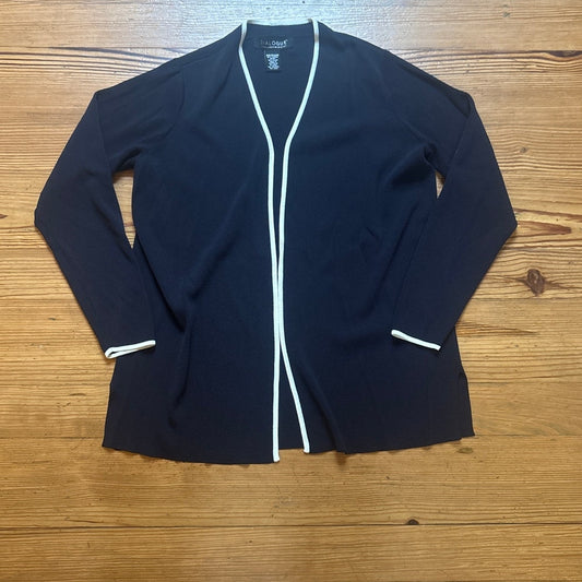 Dialogue black white trim open classic cardigan SIZE M