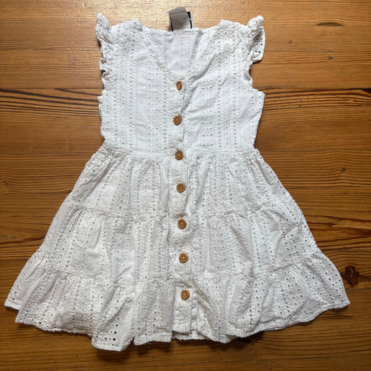 Rare Editions white eyelet ruffle sleeve button up girls dress SIZE 10