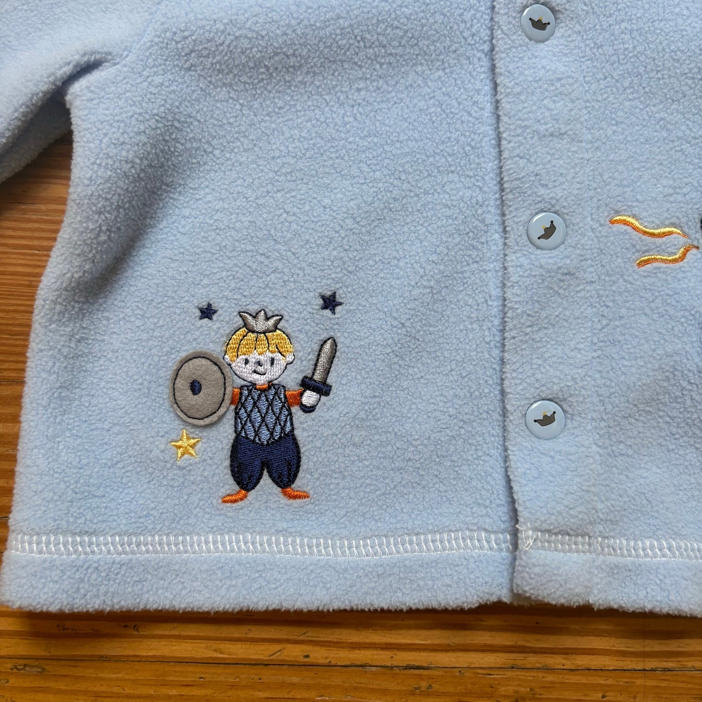Vitamins Baby blue fleece Little Prince embroidered snap up sweater SIZE 3-6M