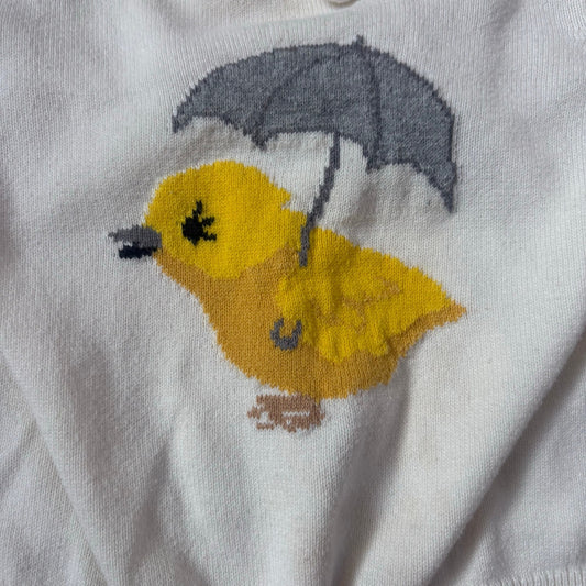 Gap white duck umbrella bow knit baby sweater SIZE 12-18M