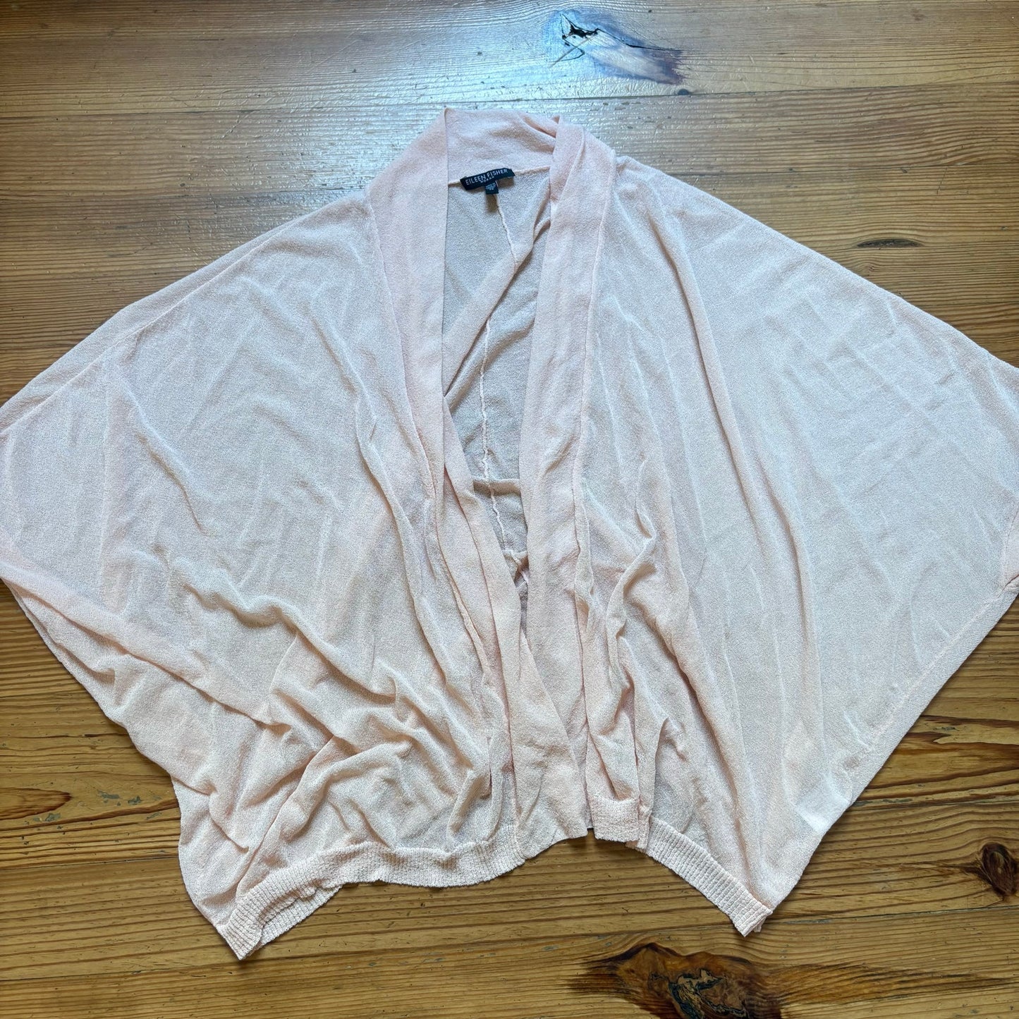 Eileen Fisher light blush pink sheer open cardigan sweater SIZE 2X
