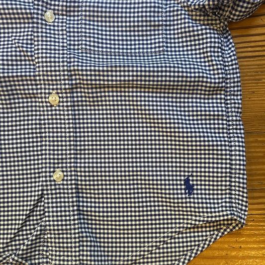 Ralph Lauren blue checkered short sleeve performance button up shirt SIZE 2T
