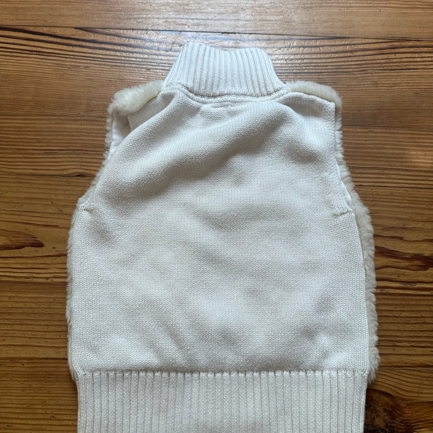 Gap cream mock neck faux fur full zip sweater vest SIZE 6