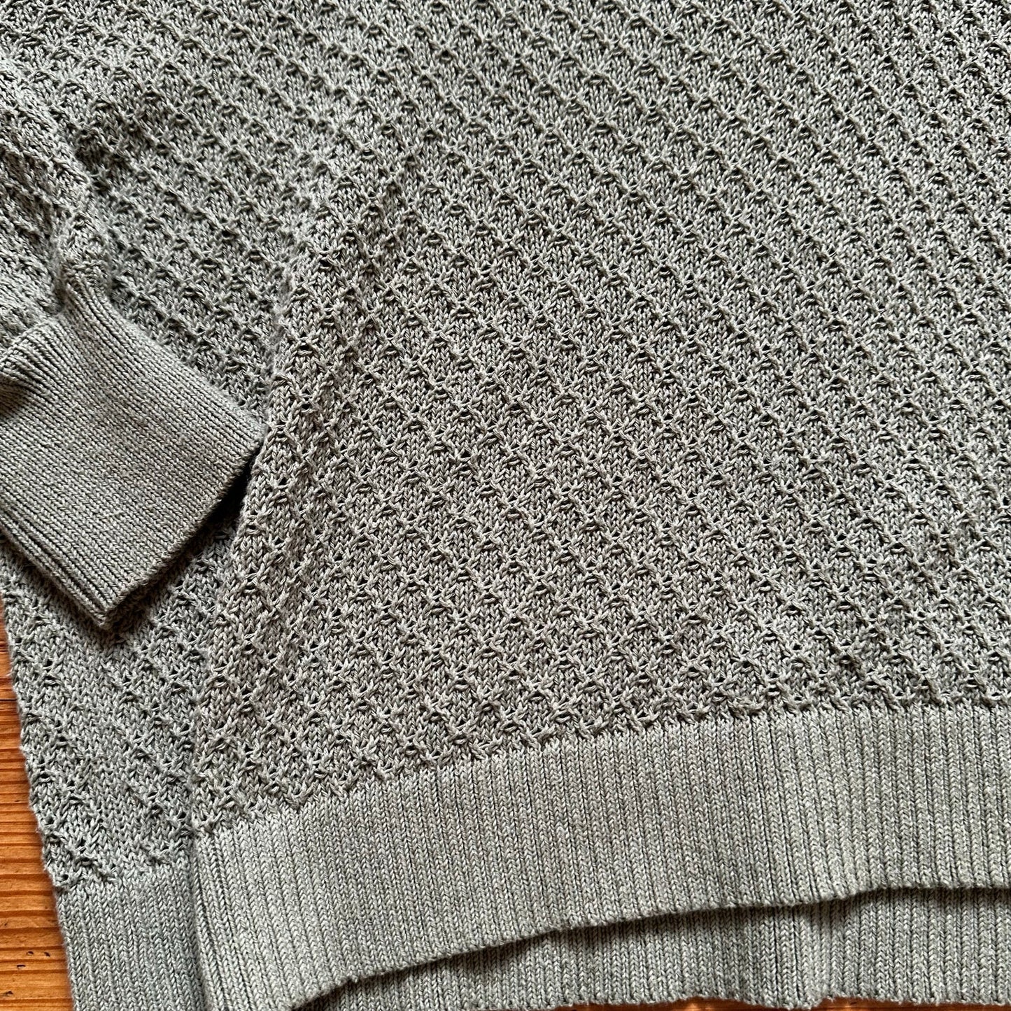 Lilla P olive green loose knit long sleeve polo sweater SIZE L