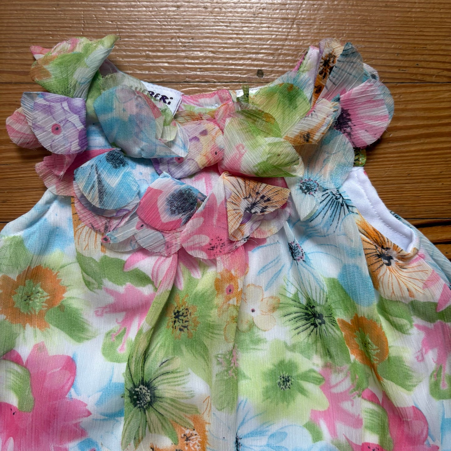 Blueberi Boulevard pastel floral sheer overlay bubble one piece SIZE 18M