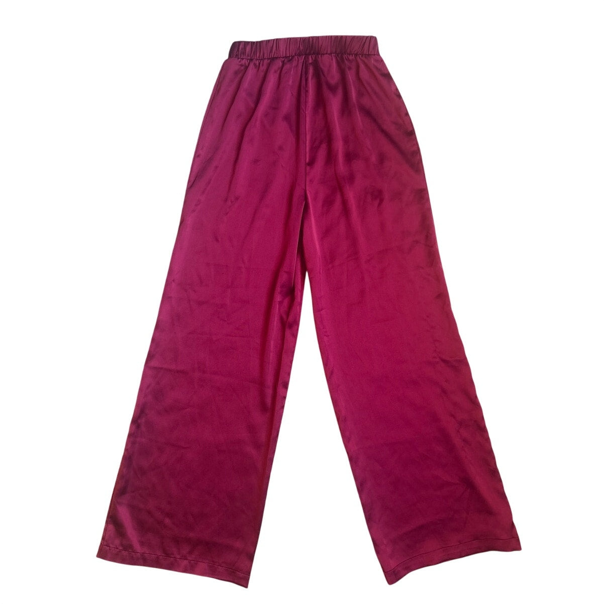 Lulus dark red satin wide leg pull on elastic waist pants SIZE XS