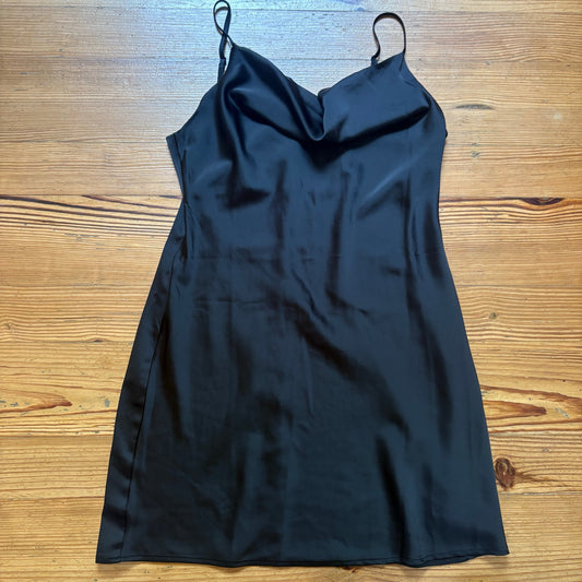 Shein black drape neckline adjustable strap slip dress SIZE L