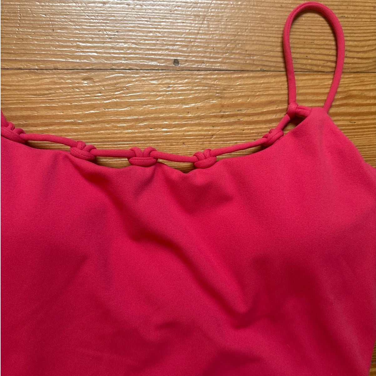 Sperry red crochet neckline adjustable full coverage one piece swimsuit SIZE S