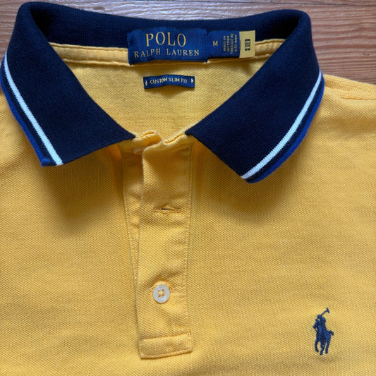 Polo Ralph Lauren yellow navy pony short sleeve polo shirt SIZE M