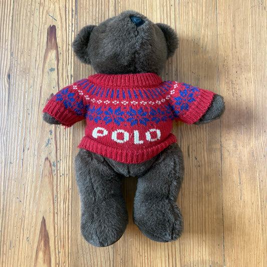 Ralph Lauren 00's dark brown red knit sweater bear plush