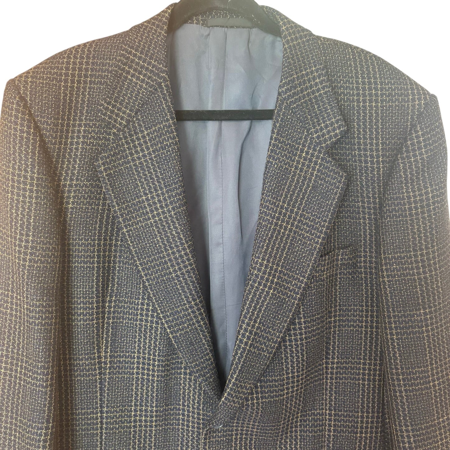 Terzo Uomo vintage dark blue brown tweed mens double button sport coat SIZE 42R