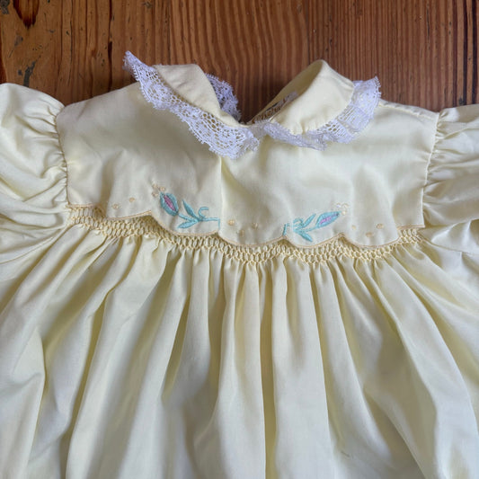 Cherubs vintage yellow lace floral embroidered short sleeve dress SIZE 18M