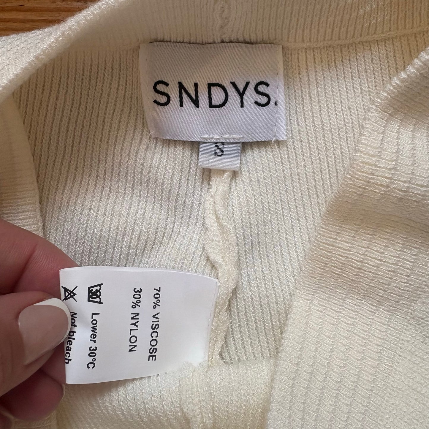 Revolve SNDYS ivory high rise ribbed straight leg pants SIZE S
