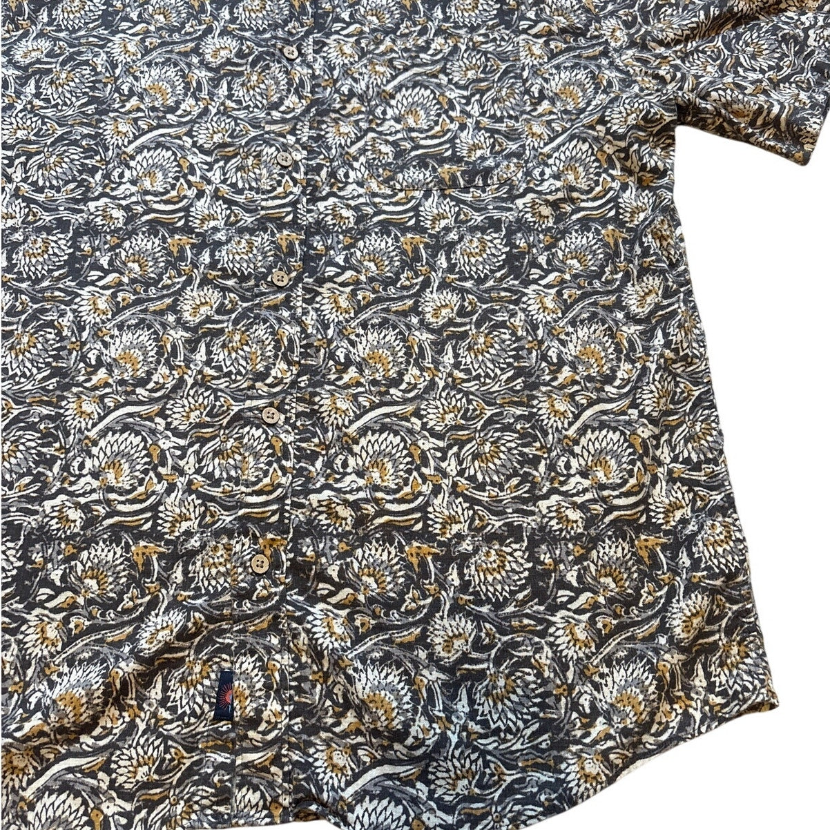 Faherty Breeze Camp brown desert floral short sleeve button mens shirt SIZE XL
