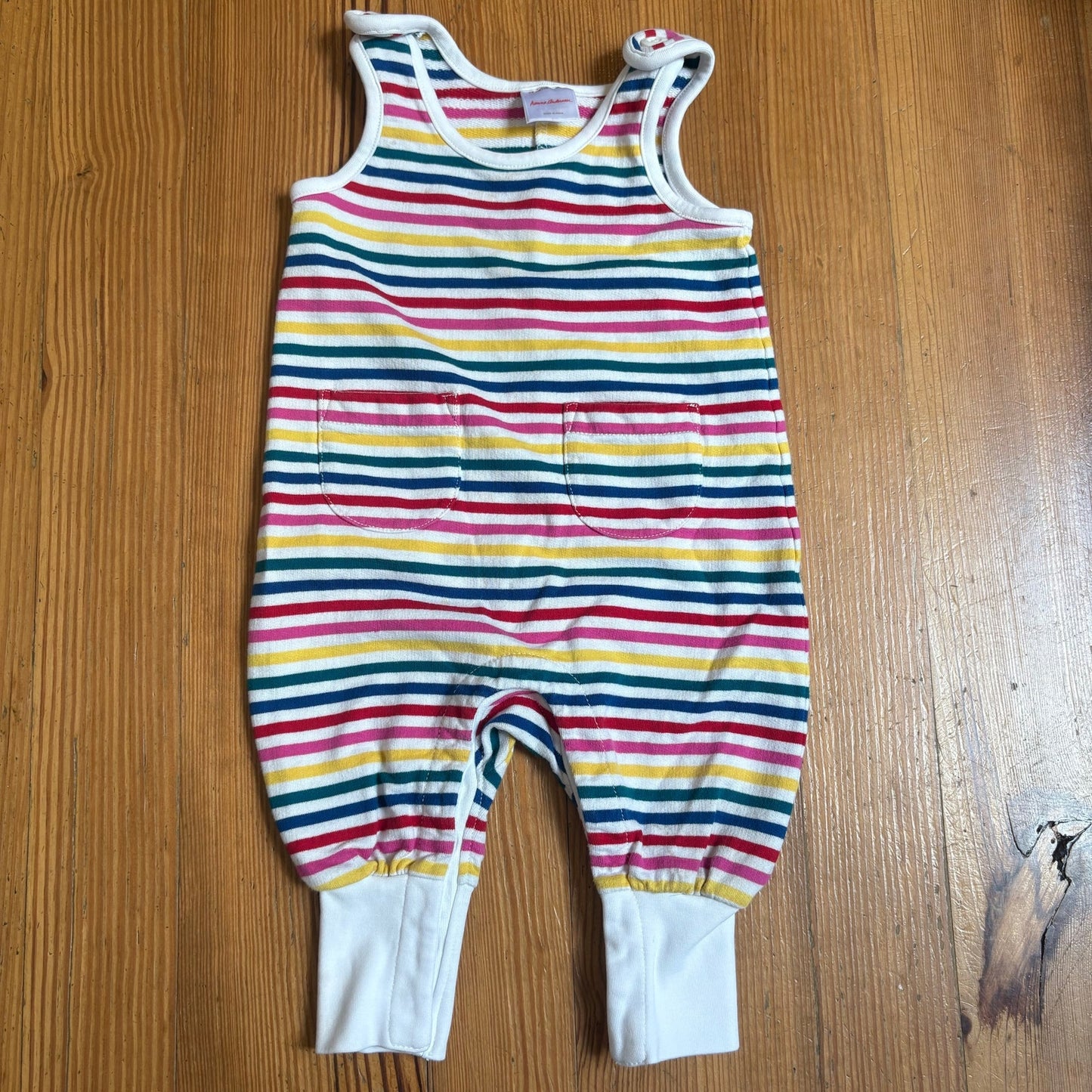 Hanna Andersson white colorful striped tank long pant one piece SIZE 12-18M