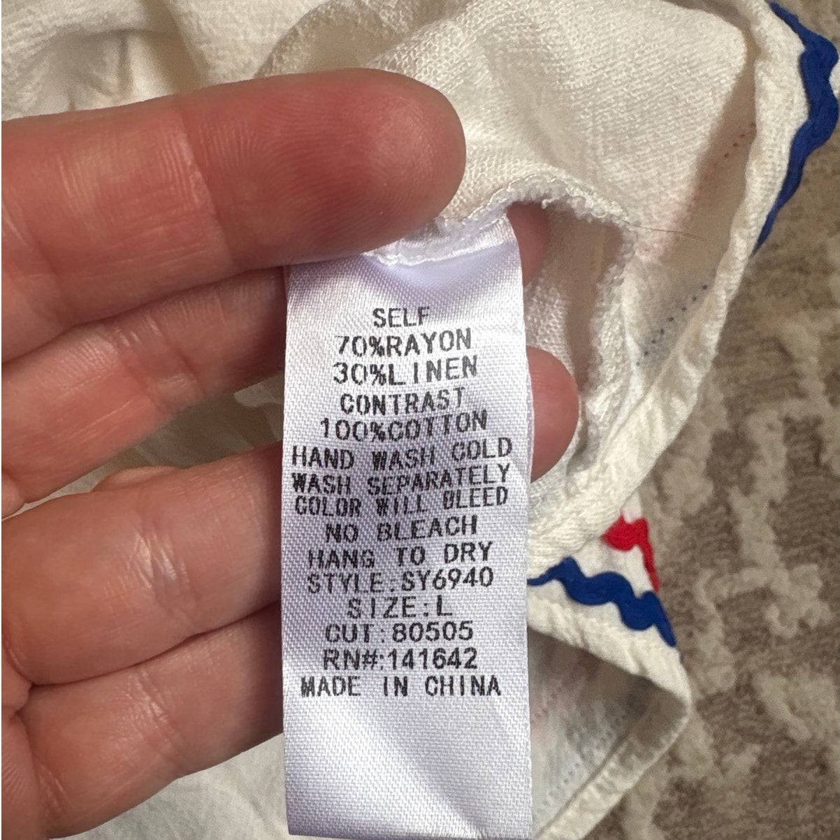 She + Sky white red blue trim tiered ruffle layered strap tank top SIZE L