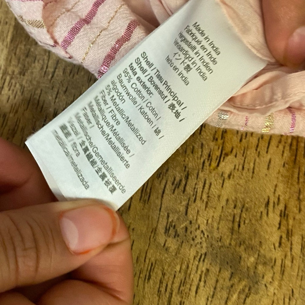 Crewcuts light pink white striped metallic threading wide leg jumpsuit SIZE 6