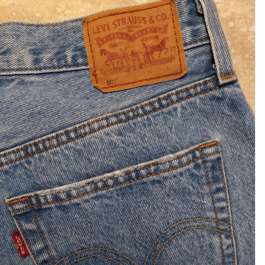 Levi's 501 button fly medium wash distressed straight leg jeans SIZE 29