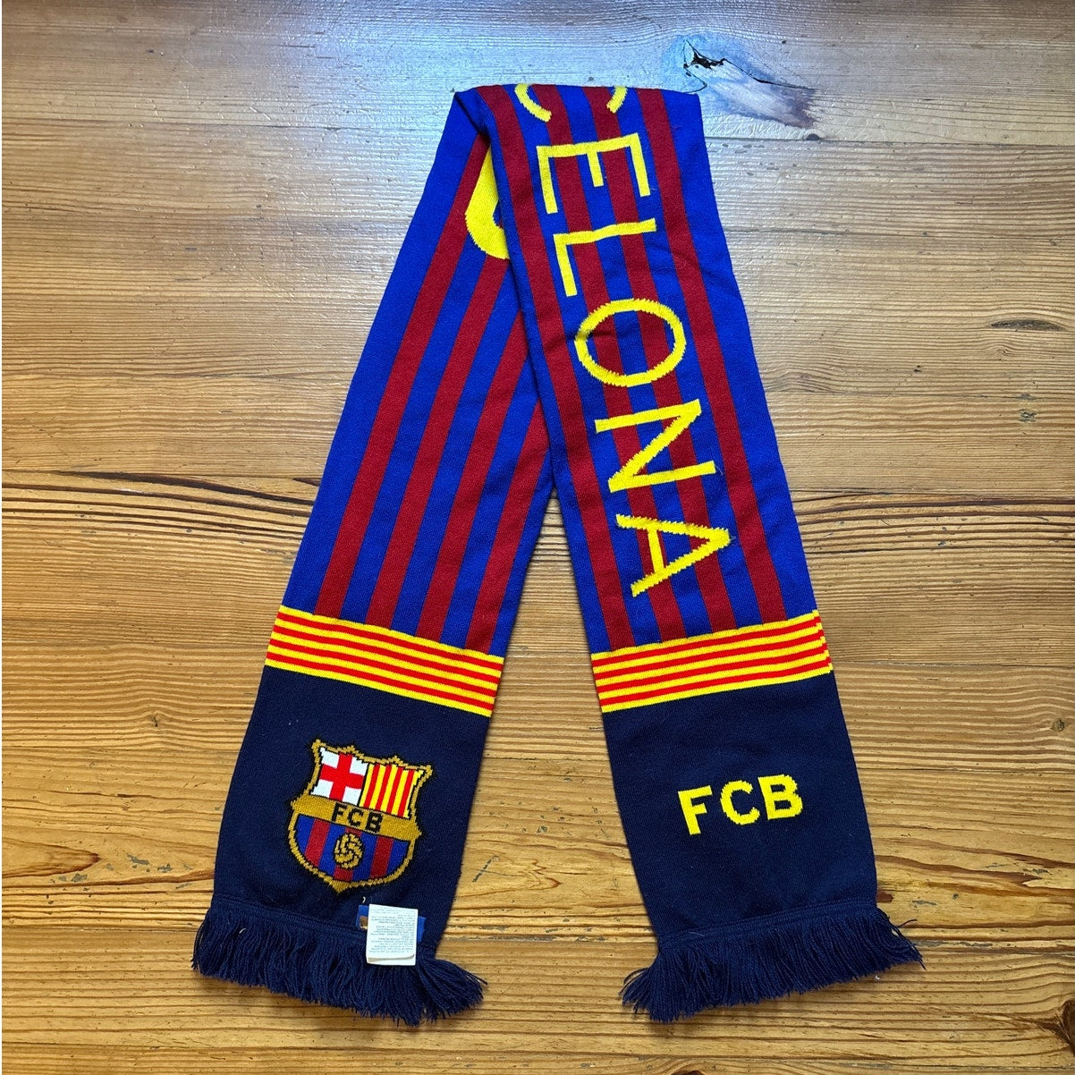 FCB Barcelona football soccer reversible knit scarf
