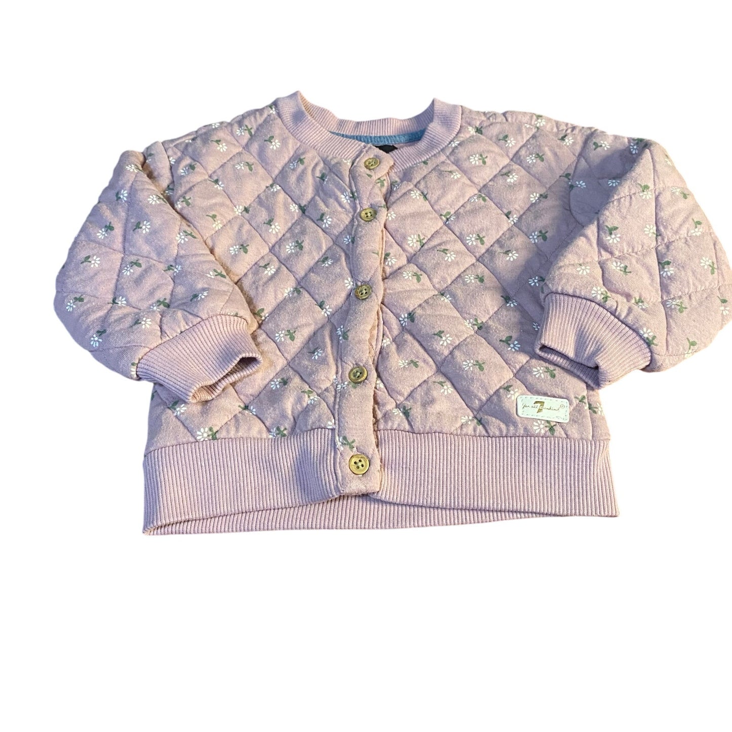 7 For All Mankind light purple floral quilted button cardigan sweater SIZE 12M